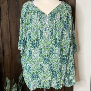 100% rayon women’s 2X blouse half sleeve v neck sequin embellished NY collection